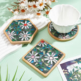 WEBEEDY 3 Styles DIY Mosaic Craft Kit Easy to Make DIY Flower Mosaic Bamboo Coasters Kits for Adults Beginner, Green Glass Mosaic Tiles with Blank Base Tray for Handmade Art Home Decor WEBEEDY
