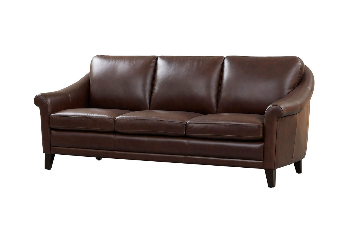 Sienna 100% Genuine Leather Midcentury Modern Sofa, Brown Hello Sofa Home
