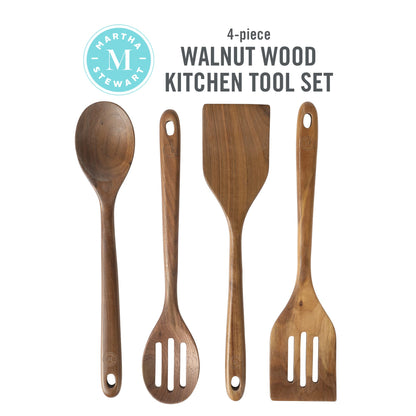 Martha Stewart Bainford 4-Piece Wooden Kitchen Tool Set - Walnut