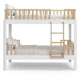 Storkcraft Next Santos Twin-Over-Twin 5-in-1 Convertible Bunk Bed (White with Natural) STORKCRAFT