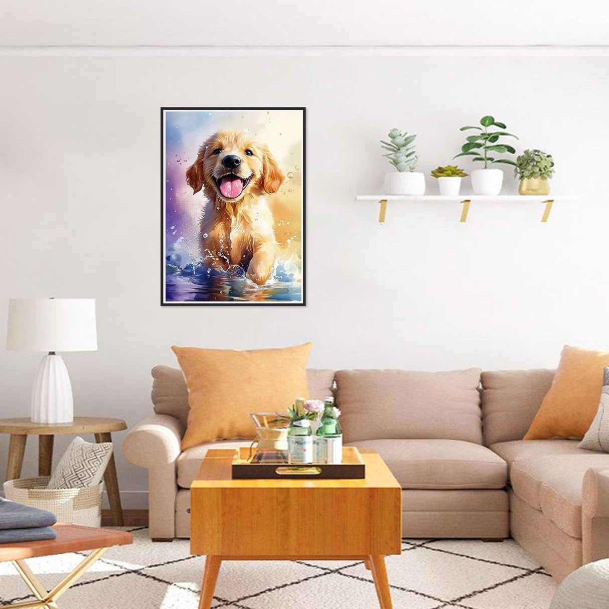 HEIBAGO Cute Dog Diamond Art Kits for Adults, 5D Full Drill Round Animal Painting Gems with Diamond Painting, Diamond Dots Perfect for Home Wall Decor 12x16inch HEIBAGO