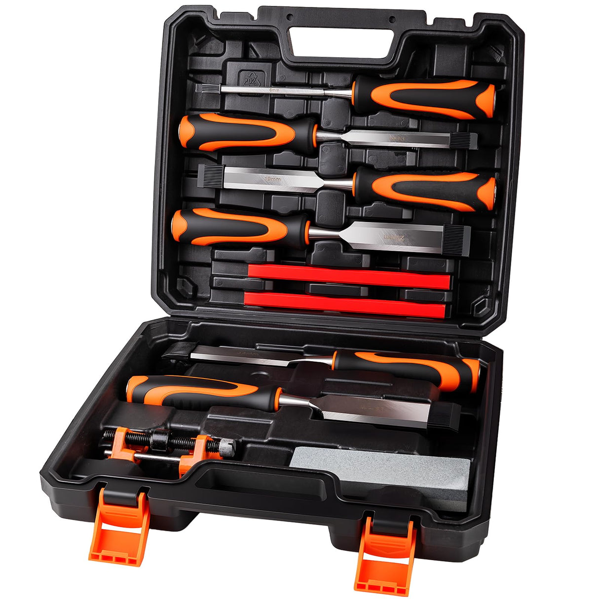 Yunziling 10Pcs Wood Chisel Sets, 6Pcs Premium Wood Chisels with Honing Guide, Sharpening Stone & Carpenter Pencils, Wood Carving Tools Kit for DIY & Professional Use (6-38mm) Yunziling