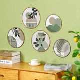 5 Pcs Boho Wooden Wall Art - Bohemian Geometric Hanging Decor for Living Room, Bedroom - 10'' and 8'' Greenery Minimalist Farmhouse Wall Hangings Qunclay