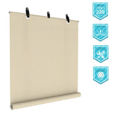 Coarbor Outdoor Roll up Shades Blinds for Porch Patio Shade Exterior Roller Shade Privacy Shade Screen for Deck Pergola Gazebo Beige 8'W x 6'H COARBOR