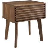 Modway Render Mid-Century Modern End Table or Nightstand in Walnut Modway
