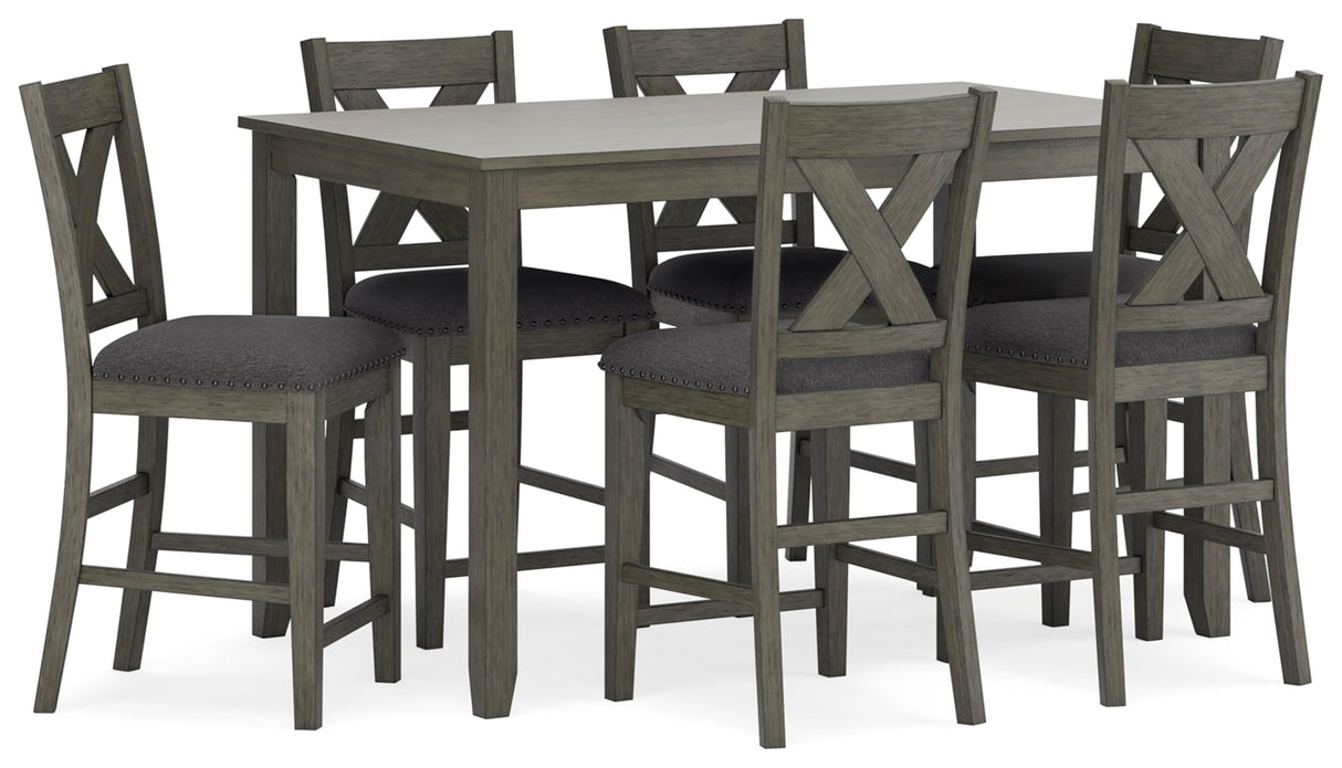 Signature Design by Ashley Caitbrook Casual Counter Height Dining Table and Upholstered Bar Stools with Nailhead Trim, Set of 7, Gray Signature Design by Ashley