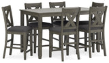 Signature Design by Ashley Caitbrook Casual Counter Height Dining Table and Upholstered Bar Stools with Nailhead Trim, Set of 7, Gray Signature Design by Ashley