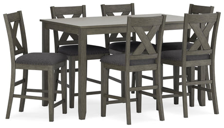 Signature Design by Ashley Caitbrook Casual Counter Height Dining Table and Upholstered Bar Stools with Nailhead Trim, Set of 7, Gray Signature Design by Ashley