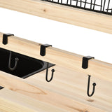 Outsunny Potting Bench Table, Garden Work Bench, Workstation with Metal Sieve Screen, Removable Sink, Additional Hooks and Baskets for Patio, Courtyards, Balcony, Natural Outsunny