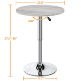 Topeakmart Height Adjustable Round Pub Table 360° Swivel Counter Bar Tables Bistro Tall Cocktail MDF Top, Grey Topeakmart