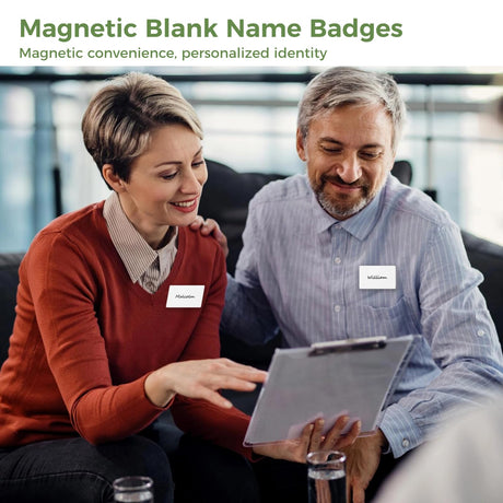 20-Pack Magnetic Name Tags, 2.1 x 3.4 Magnetic Blank Name Badges, Heat Sublimation Printable Badges with Magnetic Fasteners for Jackets, Shirts Lnrueg