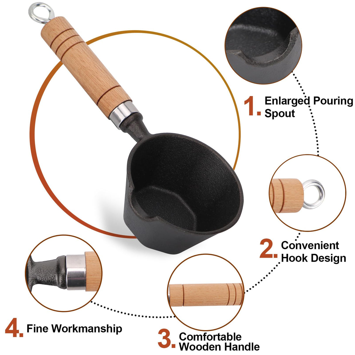 Cast Iron Basting Pot with 2 Pcs Long Handle Silicone Brush for Grill, Smoker and Stove, BBQ Basting Set Ideal for Melting & Simmering Sauces, Butter, Mini Cast Iron Bowl for Outdoor Cooking Svailse