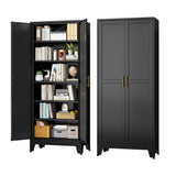 RISTERN Black Metal Storage Cabinet,75" Steel Cabinets for Home Office, Kitchen Pantry Storage Cabinet with Doors and 5 Adjustable Shelves, Tool Cabinets, for Office, Home, Garage, School RISTERN