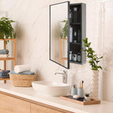 Suzile Modern 16 x 24 x 4.3 Inch Medicine Cabinet with Mirror Wall Mounted Framed Recessed Bathroom 3 Shelves Wall Mounted Sliding Doors(Light Grey,1 Pack) Suzile