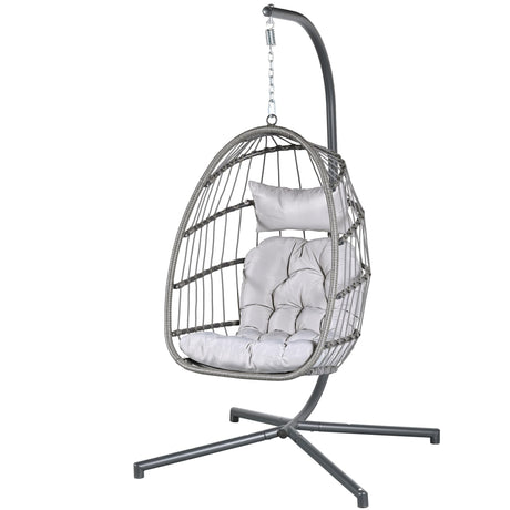 Econohome Hanging Egg Chair with Stand - Indoor/Outdoor Swing Hammock Chair with Plush, Washable Cushions, 350LBS Capacity, Ideal for Relaxation in Bedrooms, Balconies, Gardens, and Patios EconoHome