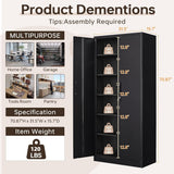 Daokesecr Metal Storage Cabinet, Kitchen Pantry Cabinet, Storage Cabinet with Doors and Shelves, 5 Adjustable Shelves Garage Storage Cabinet with Lock, Tool 71'H Black Daokesecr