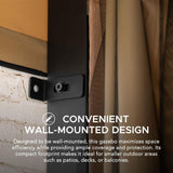 Sunjoy 10 x 12 ft Wall Mounted Gazebo with Weather Resistant Fabric Roof, Black Aluminum & Metal Frame Lean to Gazebo with Curtains and Netting Sunjoy