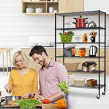 Storage Shelves 6-Tier Wire Shelving Unit Garage Shelving with Wheels 2100LBS Capacity,18" D x 48" W x 78" H Metal Shelves Storage Rack Heavy Duty Shelving for Garage Kitchen Pantry,Black Capacmkseh