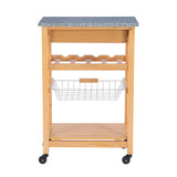 Linon Kitchen Island Granite Top, 33.88" x 22.8" x 15.63", Natural Linon