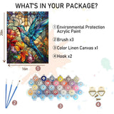 xackcme Hummingbird Paint by Numbers for Adults - Stained Glass Paint by Number on Canvas Without Frame, DIY Bird Oil Painting for Gift Home Wall Decor (16x20 inch) xackcme