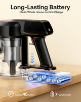 Cordless Vacuum Cleaner, 40Kpa 45Mins Vacuum Cleaners for Home, 8-in-1 Lightweight Stick Vacuum with Powerful Suction, Anti-tangle Wireless Vacuum for Carpet, Tile, Pet Hair, Hardwood Floors, Black Trucozie