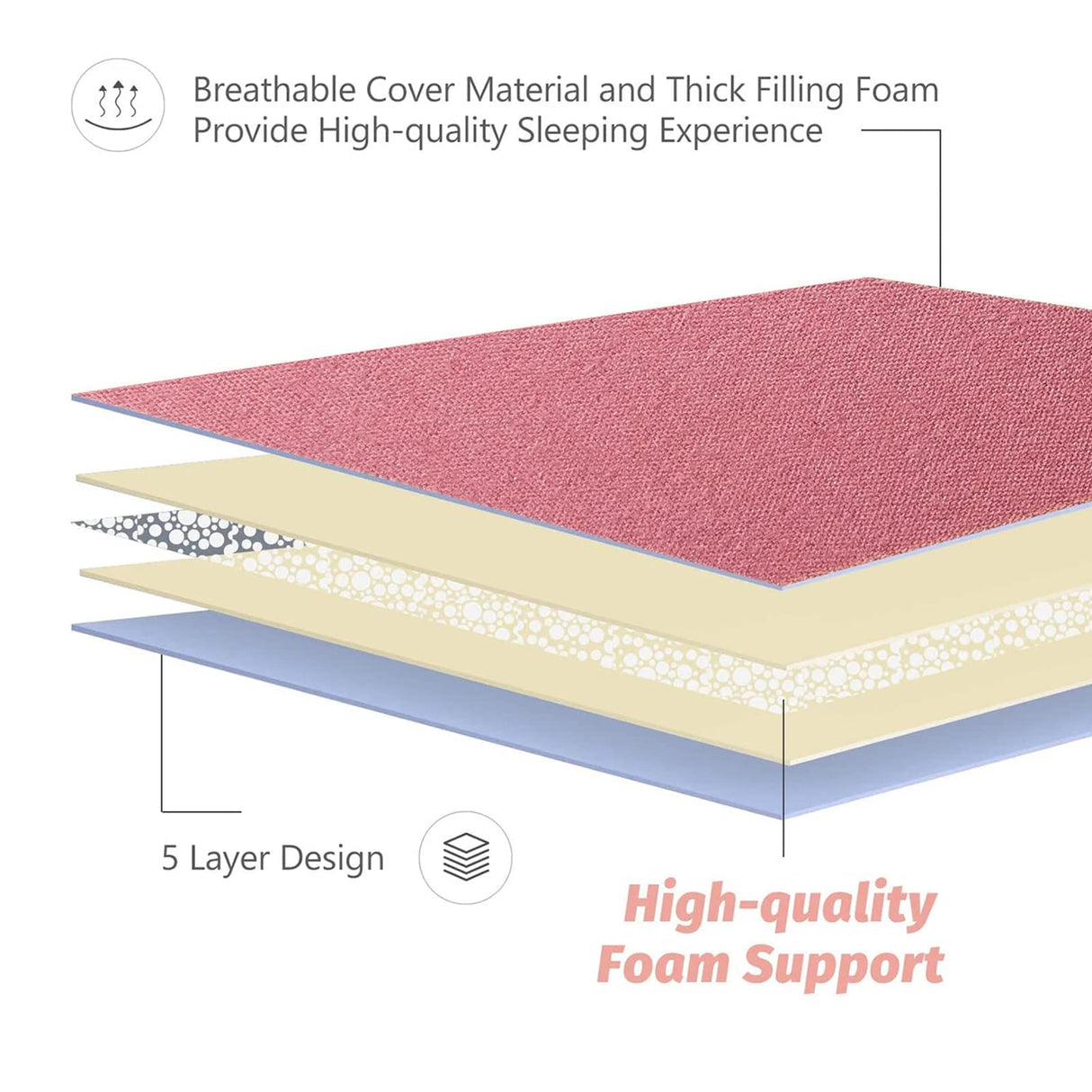 MAXYOYO Japanese Futon Mattress Twin Size Floor Mattress, Thicken Tatami Mat Sleeping Pad Roll Up Mattress Floor Bed Folding Couch Bed Mattress Pad for Guest Room, Pink, Twin MAXYOYO