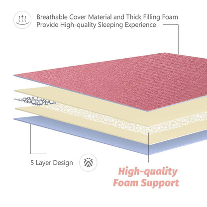 MAXYOYO Japanese Futon Mattress Twin Size Floor Mattress, Thicken Tatami Mat Sleeping Pad Roll Up Mattress Floor Bed Folding Couch Bed Mattress Pad for Guest Room, Pink, Twin