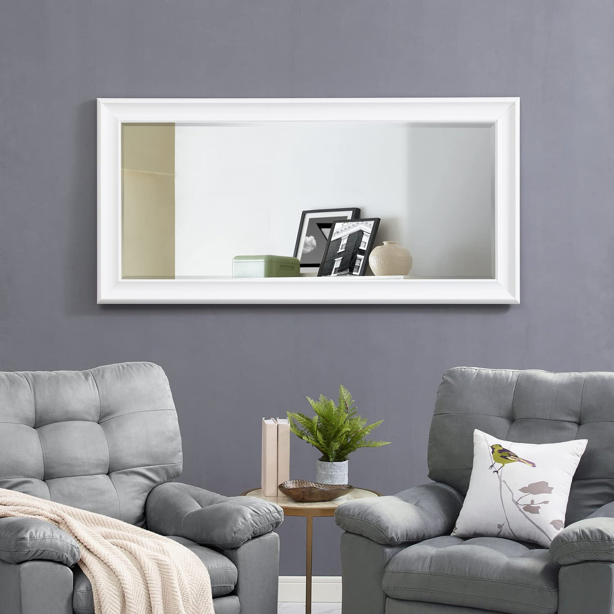 Classy Full Length White Wood Mirror – Standing or Wall Mounted | Rust-Resistant Coating | Ideal Full Body Dressing Mirror for Bedroom, Living Room, Beach Décor – Durable, Shatterproof Design Naomi Home