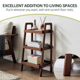 Vadisun 100% Solid Oak 3 Tier Ladder Shelf, Small Bookshelf, Ladder Bookshelf, Bookcase with Stable Frame, Small Table for Living Room Bedroom(Walnut, 12.6" L x 17.72" W x 31.5" H) Vadisun