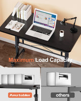 Small Standing Desk Adjustable Height, Mobile Stand Up Desk with Wheels, 32 Inch Portable Rolling Desk Small Computer Desk, Portable Laptop Desk Standing Table Black Amztabler
