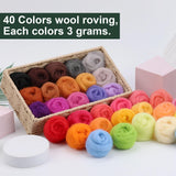 HDFCLUP Needle Felting Kit, Needle Felt Kits for Beginners, Wool Roving Set 40 Rolls, Needle Felting Tools Kit Wool Felt Tools with Instruction Included for Felted Animal Needle Felting Supplies HDFCLUP