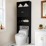 Tydaris Over The Toilet Storage Cabinet – Wood Bathroom Shelf Above Toilet with Double Doors, Bathroom Storage Cabinet Organizer, Black Tydaris