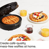 Chefman Anti-Overflow Belgian Waffle Maker w/Shade Selector, Temperature Control, Mess Free Moat, Round Iron w/Nonstick Plates & Cool Touch Handle, Measuring Cup Included, Black Chefman