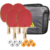 JOOLA Family Premium Table Tennis Bundle Set - 4 Regulation Ping Pong Paddles, 10 Training 40mm Ping Pong Balls, and Carrying Case - For Training and Recreational Play - Indoor and Outdoor Compatible JOOLA