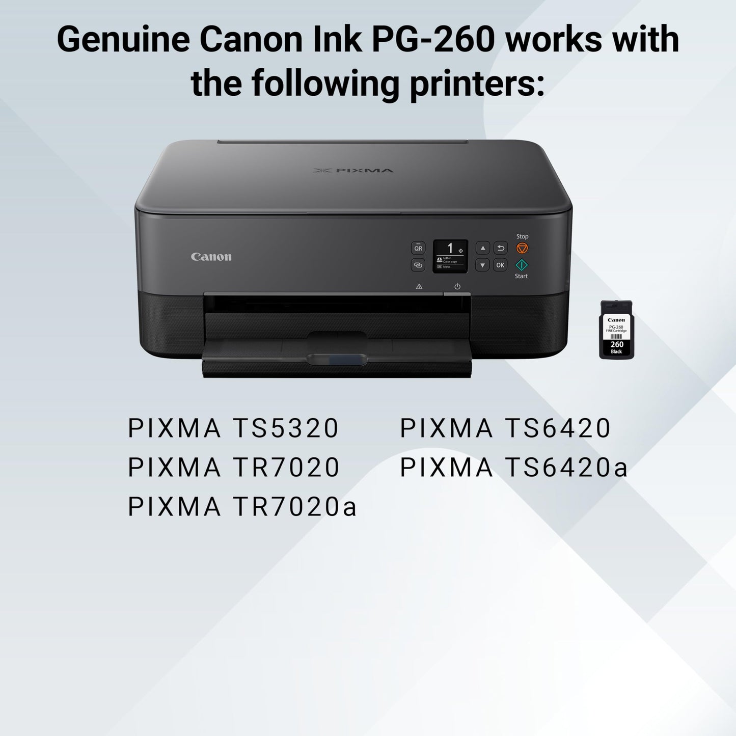 Canon PG-260 Genuine Black Ink Cartridge, Compatible with TS5320/6420/6420a,TR7020/7020a