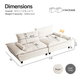 114” Modern Sailboat Loveseat Cloud Couch – Convertible Sofa Bed with Adjustable Depth, Deep Seats & Wide Armrests for Living Room, Apartment, or Small Spaces Beige smilesun