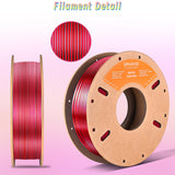 ERYONE Silk Dual Color PLA Filament 3D Printer 1.75mm +/- 0.03mm, Bicolor Filament Two Tone PLA 250G(0.55lbs) Cardboard Spool, Black Red ERYONE