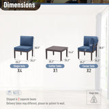 Kurapika 7 Pieces Metal Patio Furniture Set Modern Metal Outdoor Conversation Sets, Patio Sectional Sofa w/5 Inch Cushion and Coffee Table, Navy Blue Kurapika