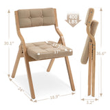 HOMEFUN Folding Chairs with Cushion, Wooden Padded Folding Chairs 4 Pack, Portable and Assembled Folding Dining Chair for Guests Kitchen Office Wedding and Party, Khaki HOMEFUN