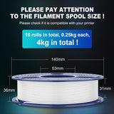 SUNLU PLA Filament 16 Color Bundle Multicolor, PLA 3D Printer Filament 1.75mm, Individually Vacuum Packed, 0.25kg per Spool, 4kg in Total, 16 Pack. (12 Regular Solid Color and 4 Transparent Color) SUNLU