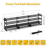 POKIPO Large Power Tool Organizer Wall Mount, Heavy Duty 4 Tier 12 Drill Holder, Garage Tool Organizer and Storage, Suitable Tool Rack for Workshop, Workbench POKIPO