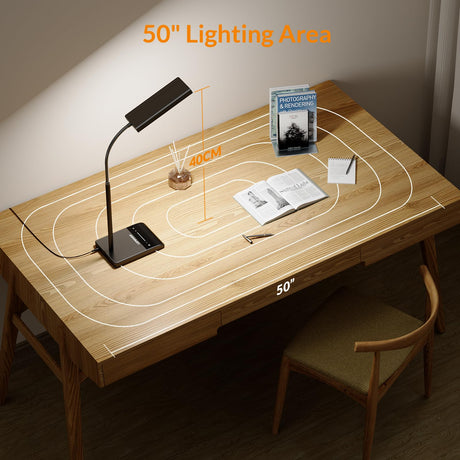 LEPOWER Desk Lamp, 800LM LED Desk Lamp for Home Office, 12W Reading Lamp for Desk, Eye-Caring Light, Touch Table Lamp, Gooseneck Lamp, 50 Lighting Modes, Bright Desk Lamps for Bedroom, Study (Black) LEPOWER