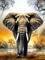 Bimkole 5D Diamond Painting Kits Elephant, Full Drill Sunset Animal DIY Rhinestone Embroidery Set Paint with Diamonds Art by Number Kits Cross Stitch Home Wall Craft Decoration 12X16 inch Bimkole