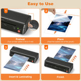 Gasbye 9-Inch Thermal Laminator Machine, World's First Open-Lid Design, Remove Jam in 5s, Auto Shut-Off, NTC Temperature Control, 5 Laminating Sheets for Teacher School Home Office Personal, Black Gasbye