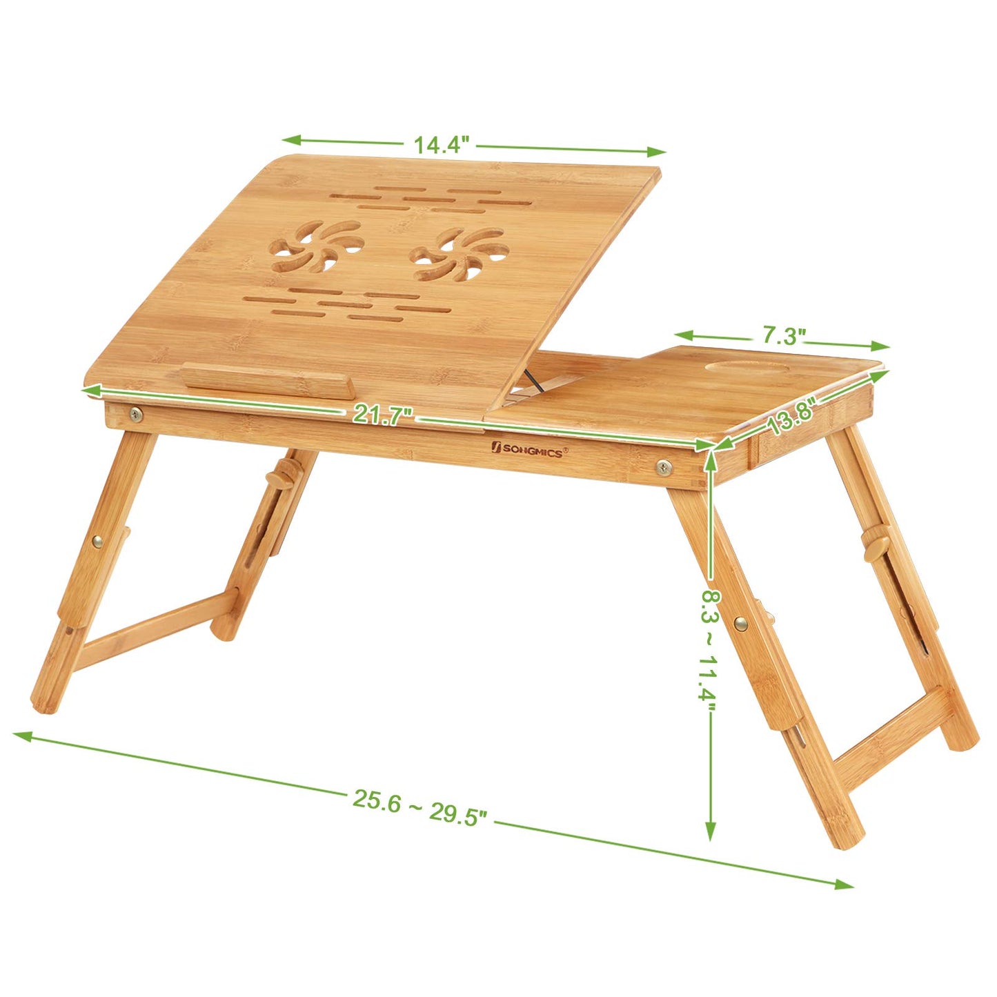 SONGMICS Bamboo Laptop Desk Serving Bed Tray Breakfast Table Tilting Top with Drawer - WoodArtSupply