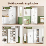 Letaya Storage Cabinet,75" H Metal Kitchen Pantry Cabinets with Doors and Adjustable Shelves,Pantry Organizers for for Cupboard/Dining/Bathroom/Office/Garage Room,White Letaya