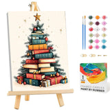 Framed Paint by Numbers Kit for Adults Beginners & Kids Ages 8-12,Christmas Tree Adult Paint by Number Kits on Canvas with Easel, Acrylic Oil Painting Kits for Adults for Gift Home Decor(8x12 inch) Arttoplus