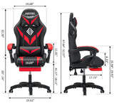 HOFFREE Gaming Chair Massage with Bluetooth Speakers and Led Lights Ergonomic Computer Gaming Chair with Footrest RGB Video Game Chair with High Back Lumbar Support Red and Black HOFFREE