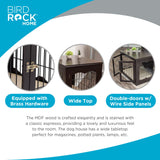 INTERNET'S BEST Decorative Dog Kennel with Pet Bed, Small Pet House, Double Door Indoor Crate, Engineered Wood & Wire Furniture, Side Table & Nightstand, Fits Small Dogs - Espresso Internet's Best