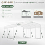 HOGYME Carport 12x20 FT Heavy Duty Carport Canopy with Updated Frame Structure Galvanized Steel Roof and Enhanced Base, Metal Carport Garage for Pickup, Boat, Car and Tractors, Grey HOGYME